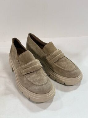 PAUL GREEN Beige suede Slip-On chunky Loafers size 7.5